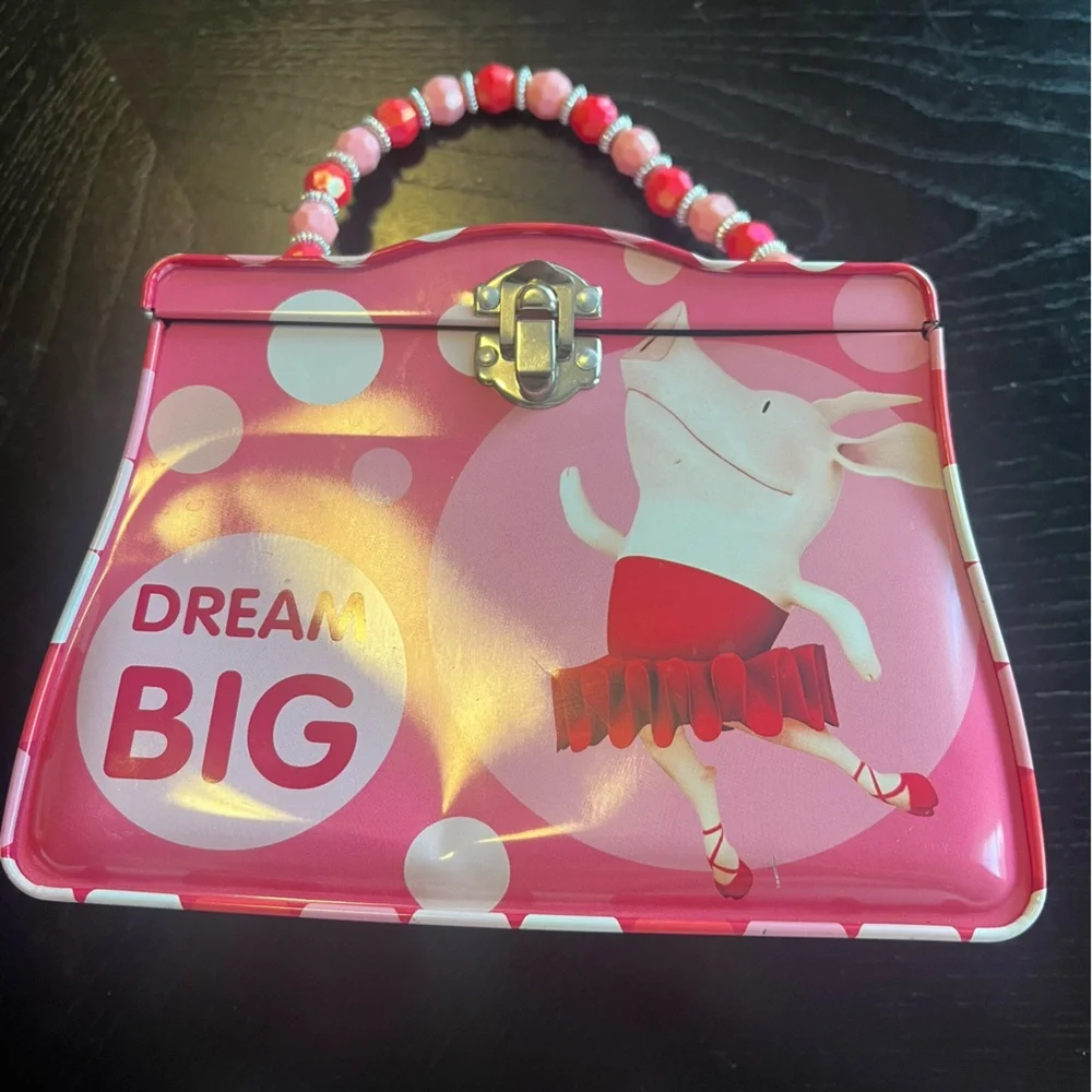 Pink 'Dream Big' Olivia Peppa Pig Style Metal Carry Case